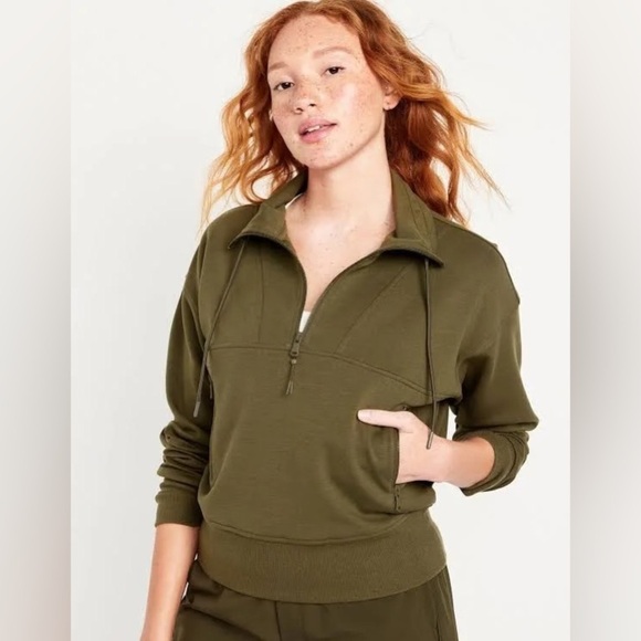 NWT! Old Navy Conifer Green Dynamic Fleece Half-Zip Sweatshirt - Size 2X 💎 - Picture 2 of 4